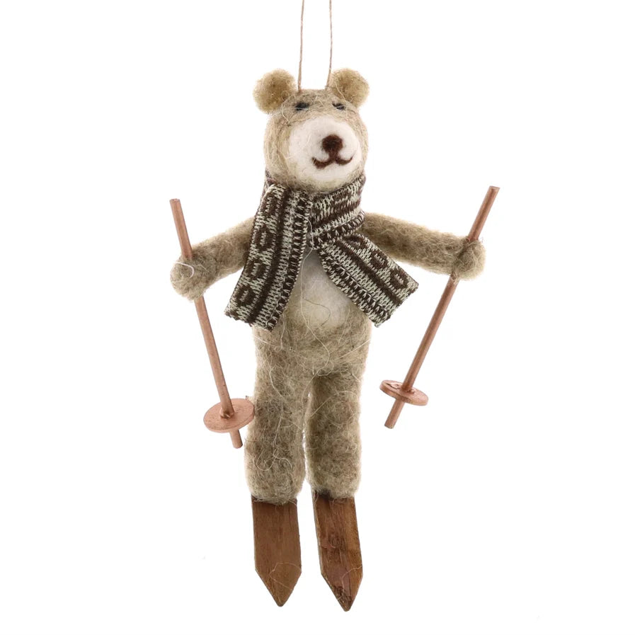 Felt Bear on Skis