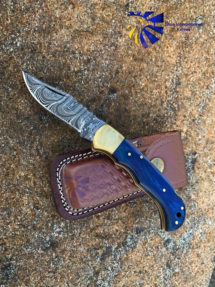 Blue Diamond Wood Folding Knife