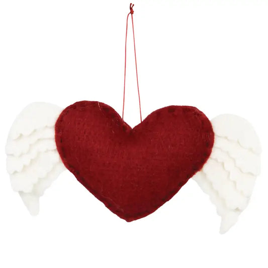 Felt Heart With Wings Ornament