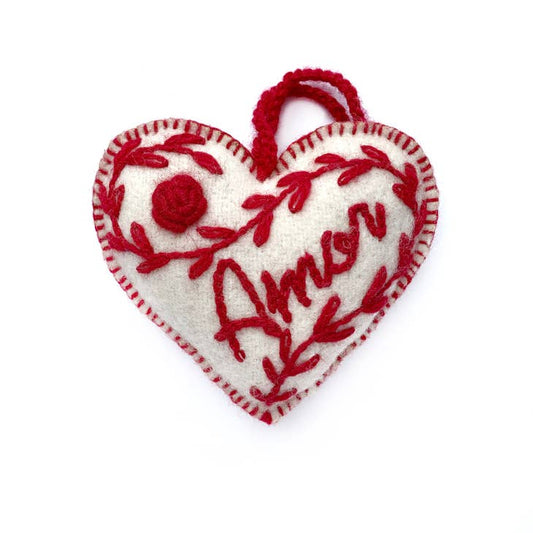 Amor White Heart Ornament