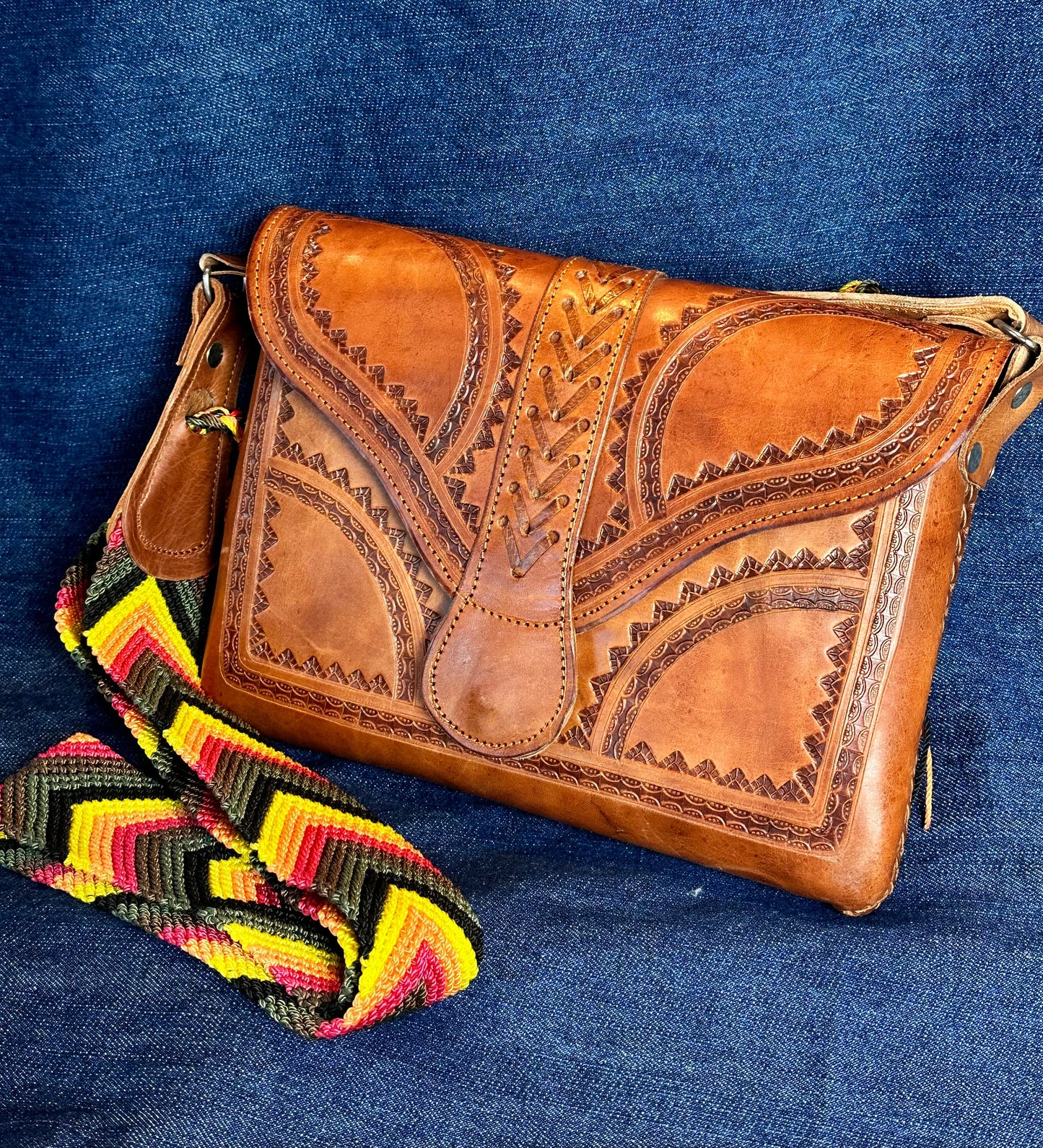 Tooled Leather Bag - Small