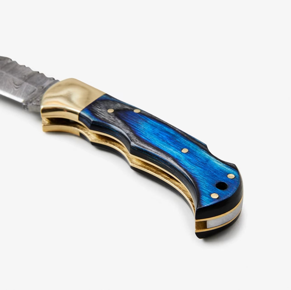 Blue Diamond Wood Folding Knife