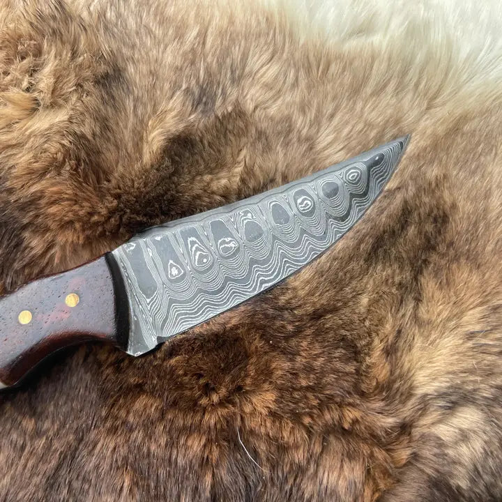 Rosewood Damascus Steel Skinner Knife