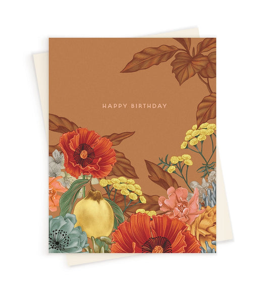 Happy Birthday Rust Floral